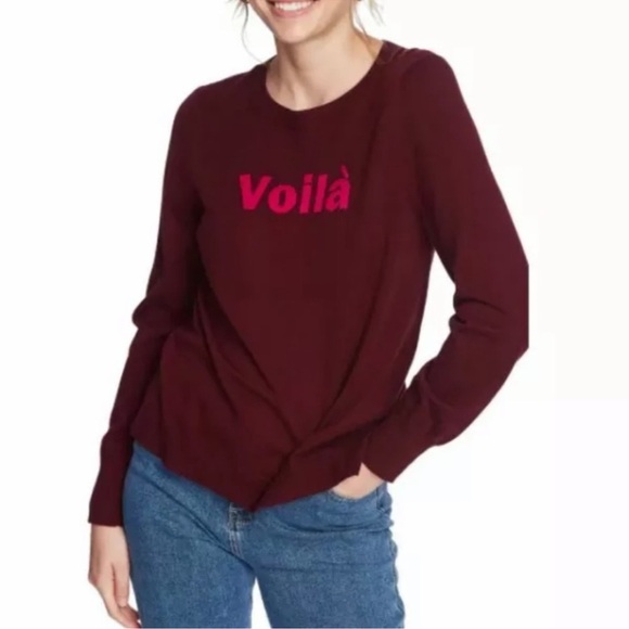 Court & Rowe Burgundy Crew Neck Voila Sweater Size Medium - Picture 1 of 7